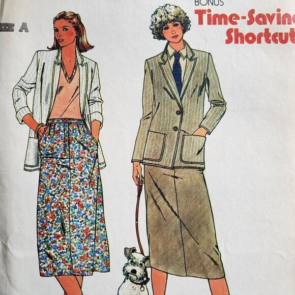 Vintage 80s Butterick Pattern 6420 Uncut Long Skirt Tunic Jacket Collared 6 8 10 - Picture 1 of 4